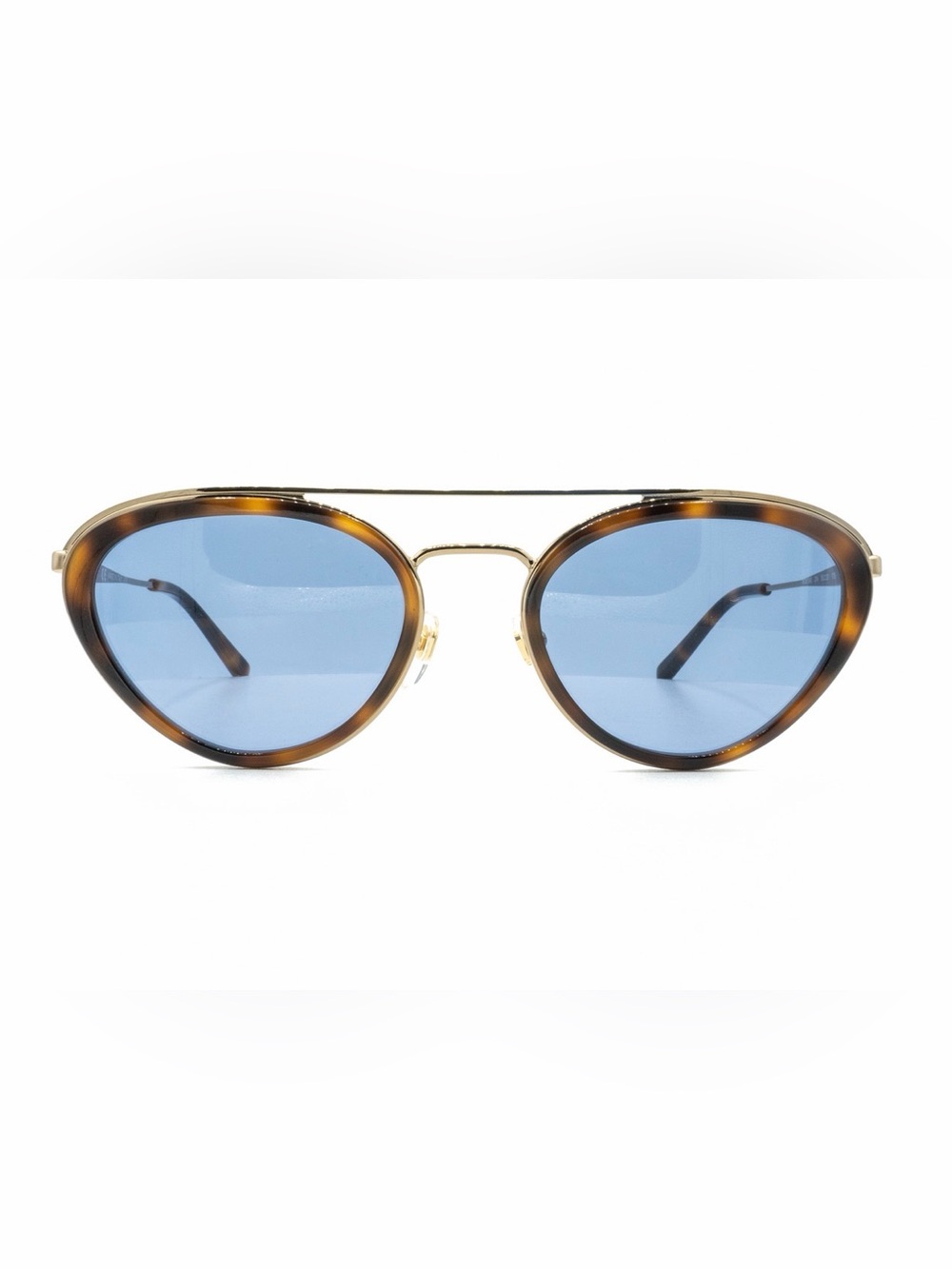 MCM Tortoise Frame Sunglasses with Blue Lenses and Gold Bridge